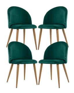 Pack 4 Silla de comedor Nordic Felpa Verde bosque