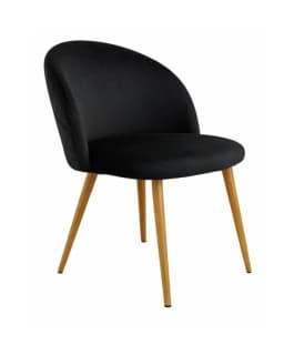 Silla Nordic Felpa patas simil madera Negro