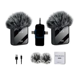 Pack 2 Microfonos Inalambricos Dual Para Iphone Y Android Negro