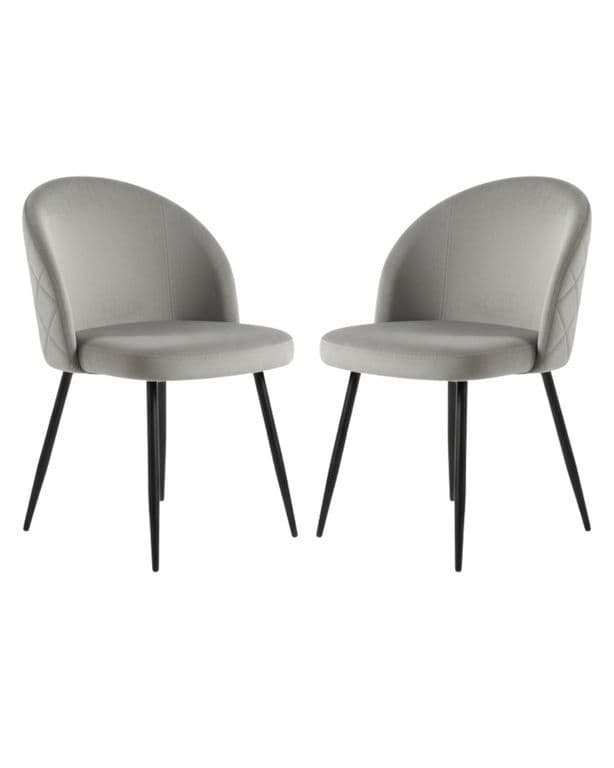Pack 2 Silla de comedor Nordic Felpa Black Gris claro