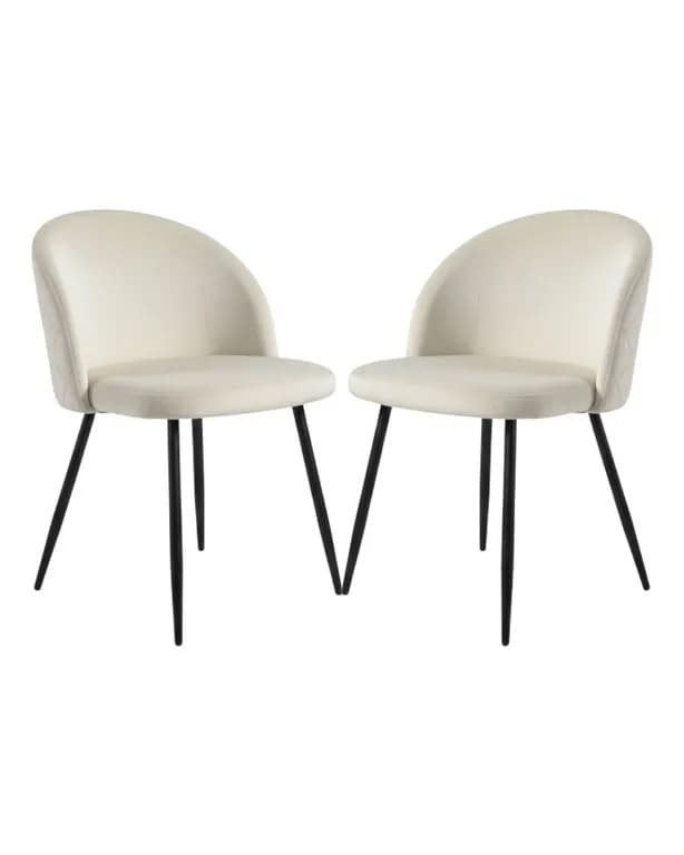 Pack 2 Silla de comedor Nordic Felpa Black Beige