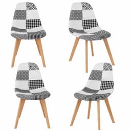 Pack x 4 Silla Eames Patchowork Blanca Negra