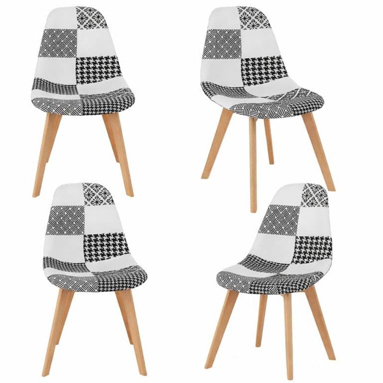 Pack x 4 Silla Eames Patchowork Blanca Negra