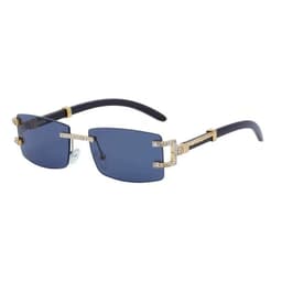 Lentes de Sol Mujer Fanel Royal Sky Rectangular Rimless Dorado con Lente Azul Azul Oscuro 19