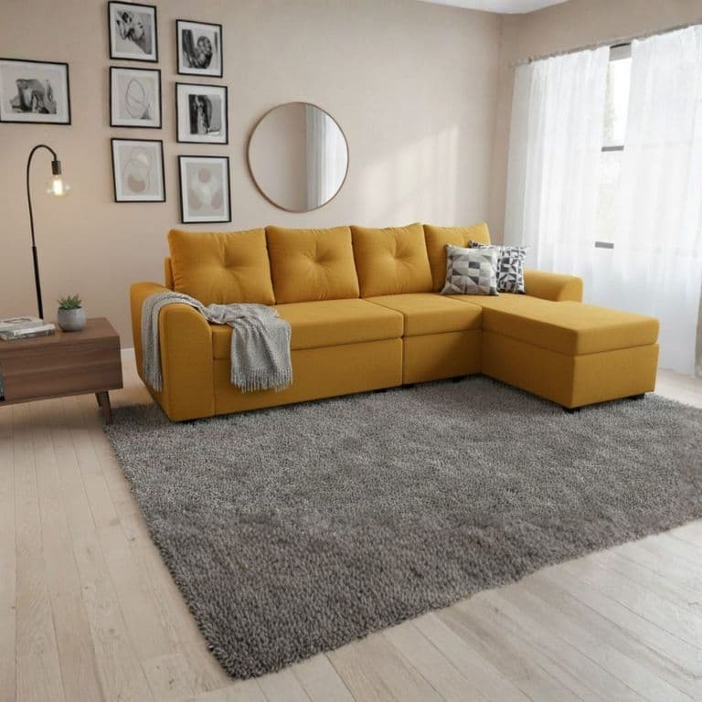 Seccional Modular Bruselas 4.1 en Felpa Amarillo