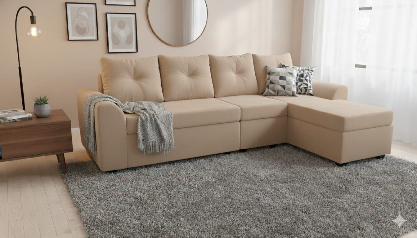 Seccional Modular Bruselas 4.1 en Felpa Beige