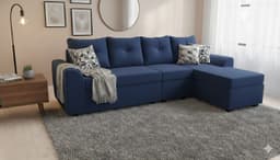 Seccional Modular Bruselas 4.1 en Felpa Azul claro