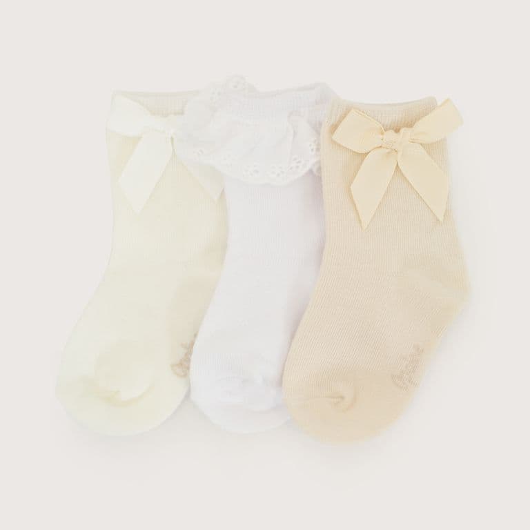 Pack De 3 Calcetines Con Cinta De Nina Beige 3-4 ANOS