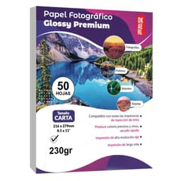 Papel Fotografico Glossy Brillante Carta 230g 50 Hojas - Blanco
