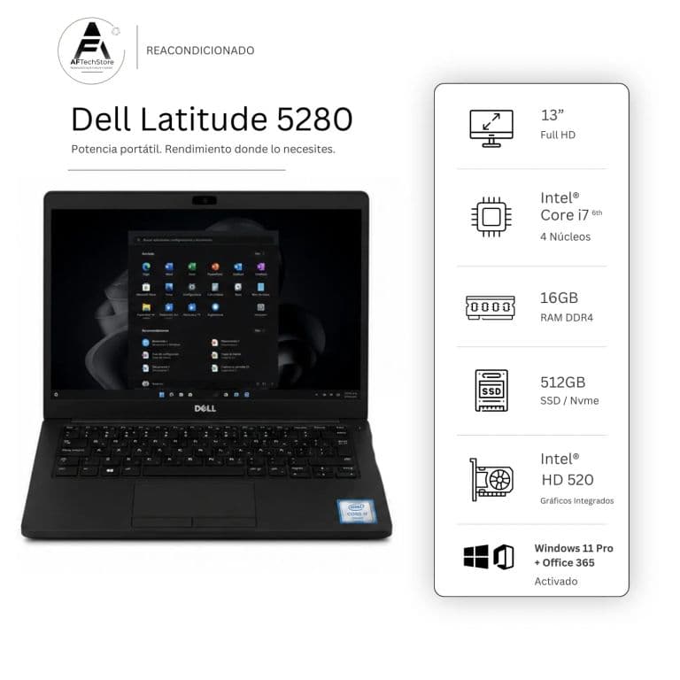 Notebook 5480 I7 6th 16GB 512GB - Win11 Office - Reacondicionado Profesional