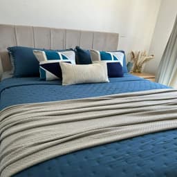 Set Renovacion Verano Dormitorio King Azul & Gris - 6 piezas Azul KING