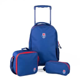 Tripack Escolar U de Chile Mochila con Ruedas + Estuche + Lonchera Producto Oficial Azul S