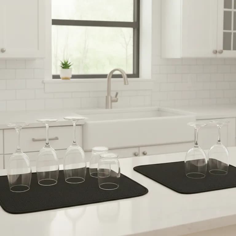 Set 2 Tapetes Secaplatos Alta Absorcion Home para Cocina negro