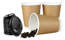 25 Vasos Desechables Vaso Cafe Kraft Doble Pared C/tapa 12oz