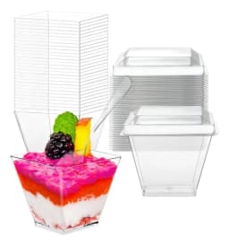 10 Vasos Para Postres Set De Vasos Shot Postres C/tapa 220ml