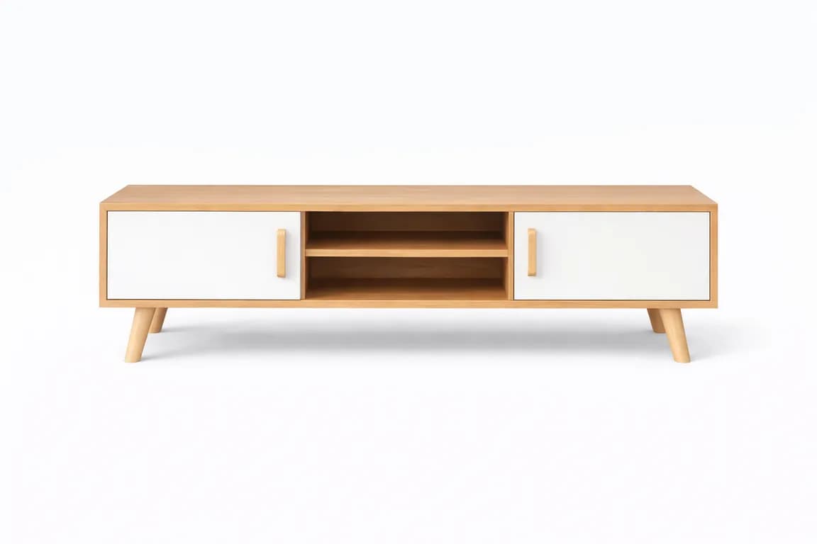 Rack TV Nordico Blanco Madera 120 cm para TV 50