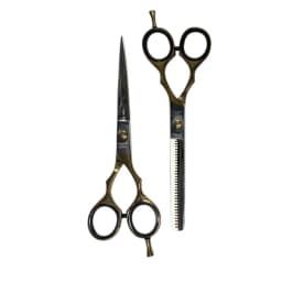 Set Tijera Italana Microdentada Y Esculpidora Dorado