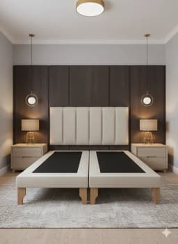 CAMA DOS PLAZA LINEAL BEIGE FELPA
