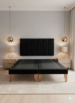 CAMA DOS PLAZA LINEAL NEGRO FELPA