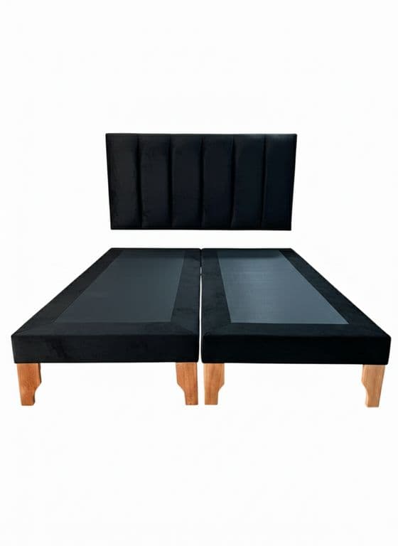 CAMA KING LINEAL NEGRO FELPA
