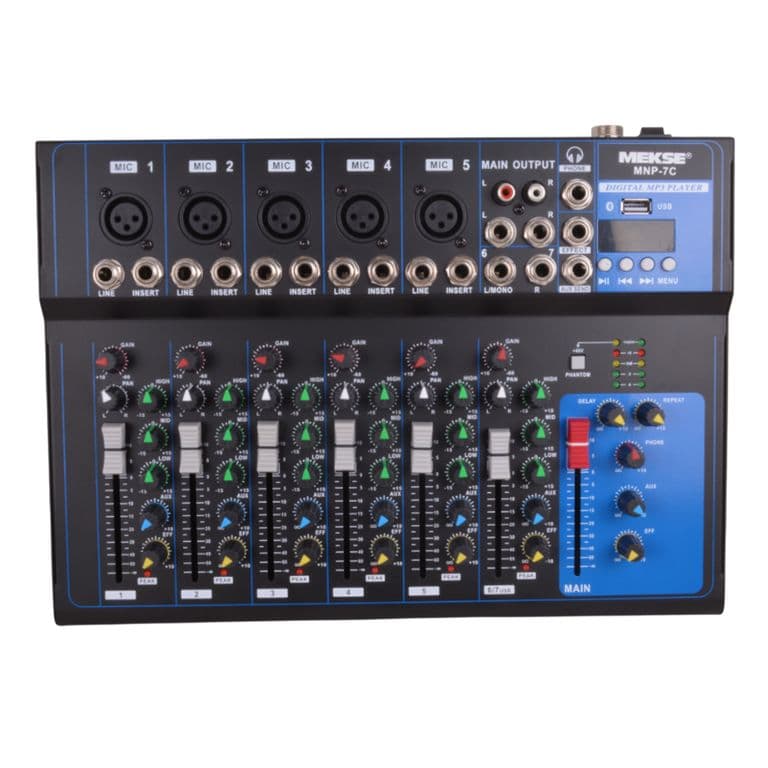 MIXER PASIVO BLUETOOTH USB 5+2 7 CANALES MNP-7C