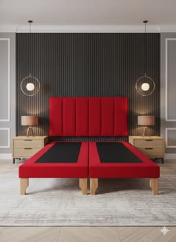 CAMA DOS PLAZA LINEAL ROJO FELPA