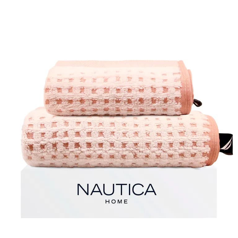 Pack 2 Toallas Algodon Rostro y Manos MARA Home blanca-rosa