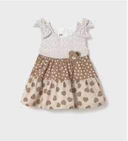 Vestido combinado volantes recien nacida Cafe 1-2 MESES
