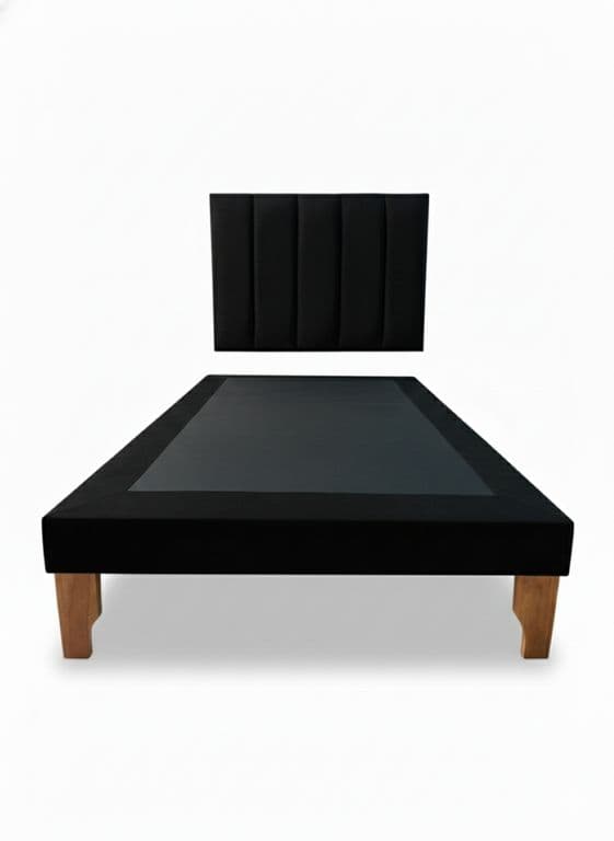 CAMA PLAZA Y MEDIA LINEAL NEGRO FELPA