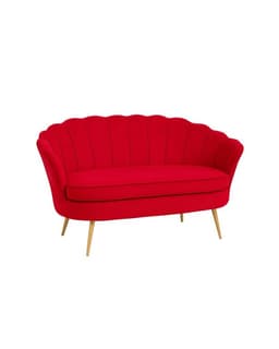 SOFA BASE RESISTENTE DORADA SHELL TERCIOPELO 2 CUERPOS Rojo