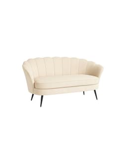 SOFA DE TERCIOPELO 2 CUERPOS CON BASE NEGRA SHELL Beige