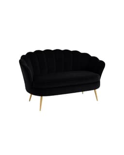 SOFA SHELL DE TERCIOPELO 3 CUERPOS BASE DORADA Negro