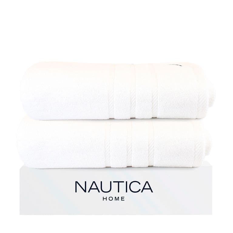 Pack 2 Toallas de Bano Home 100% algodon 76x137cm blanca.