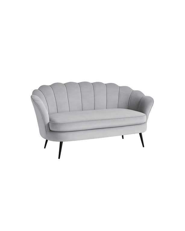 SOFA 3 CUERPOS BASE NEGRA SHELL DE TERCIOPELO Gris claro