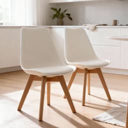 Pack 2 Sillas Eames Tulip Acolchadas Blanca Blanco