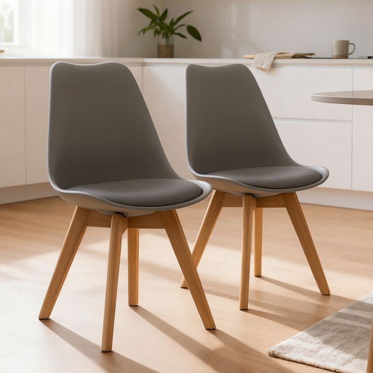 Pack 2 Silla Eames Acolchada Gris Gris oscuro