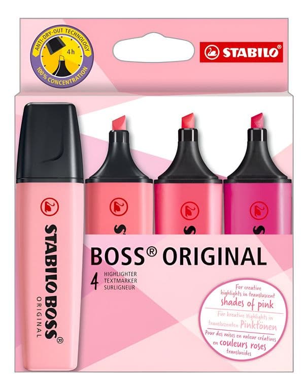 Destacador Boss Original Shades Of Pink Estuche De 4