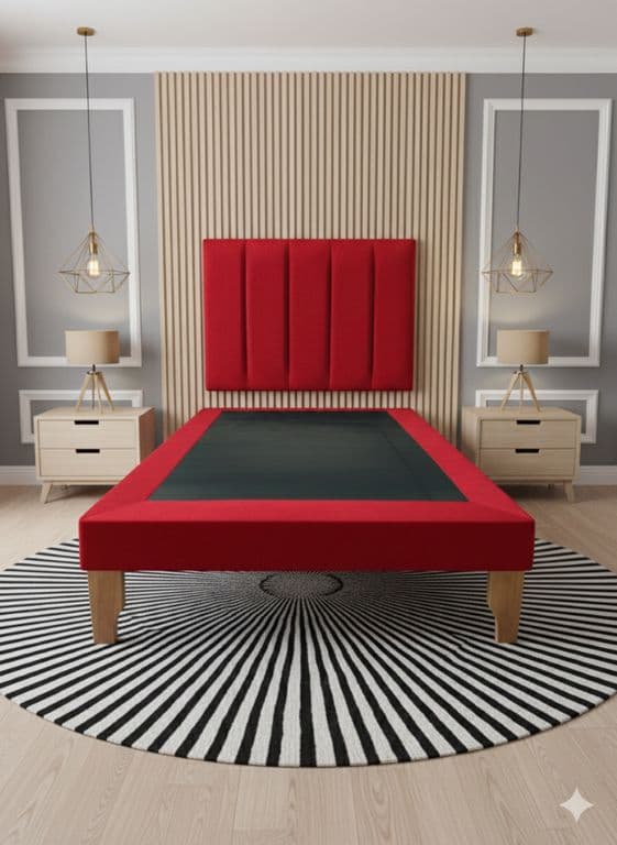 CAMA DE PLAZA LINEAL ROJO FELPA