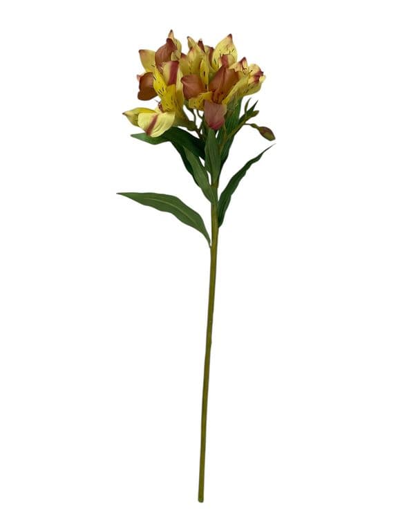 Astromelia Amarilla Rosa de 63 cm Artificial - Estilo Natural para Interiores y Vitrinas