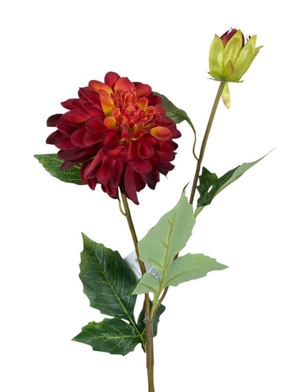 Dahlia Roja de 68 cm Artificial - Estilo Natural para Interiores y Vitrinas