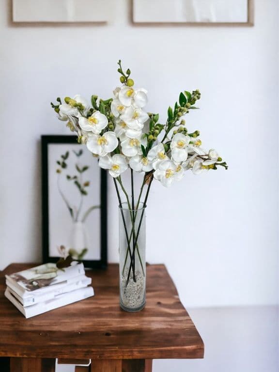 Rama Artificial Orquidea De 8 Flores 80cm Artificial - Estilo Natural para Interiores y Vitrinas