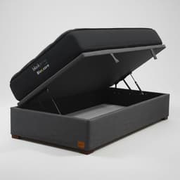 Cama Baul 1.5 Plaza L190 cm + Colchon Black Prime - Modelo Uno / Con Patas De Madera 4.5 cm