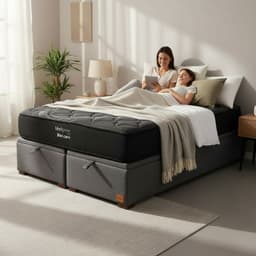 Cama Baul Super King L200 cm + Colchon Black Prime - Modelo Uno / Con Patas De Madera 11 cm