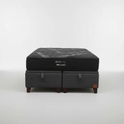 Cama Baul King L200 cm + Colchon Black Prime - Modelo Uno / Con Patas De Madera 11 cm