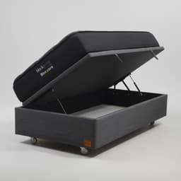 Cama Baul 1 Plaza L190 cm + Colchon Black Prime - Modelo Uno / Rueda Pyton (Gris)