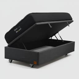 Cama Baul 1.5 Plaza L190 cm + Colchon Black Prime - Modelo Uno / Rueda Deluxe (Gris)