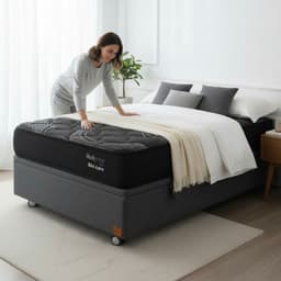 Cama Baul 1 Plaza L200 cm + Colchon Black Prime - Modelo Uno / Rueda Logo (Gris)