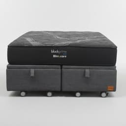 Cama Baul 2 Plaza L190 cm + Colchon Black Prime - Modelo Uno / Rueda Logo (Gris)