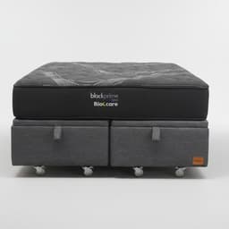 Cama Baul 2 Plaza L190 cm + Colchon Black Prime - Modelo Uno / Rueda Pyton (Gris)