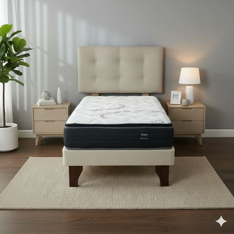 Cama Europea 1 Plaza 190 Plus Respaldo Berna